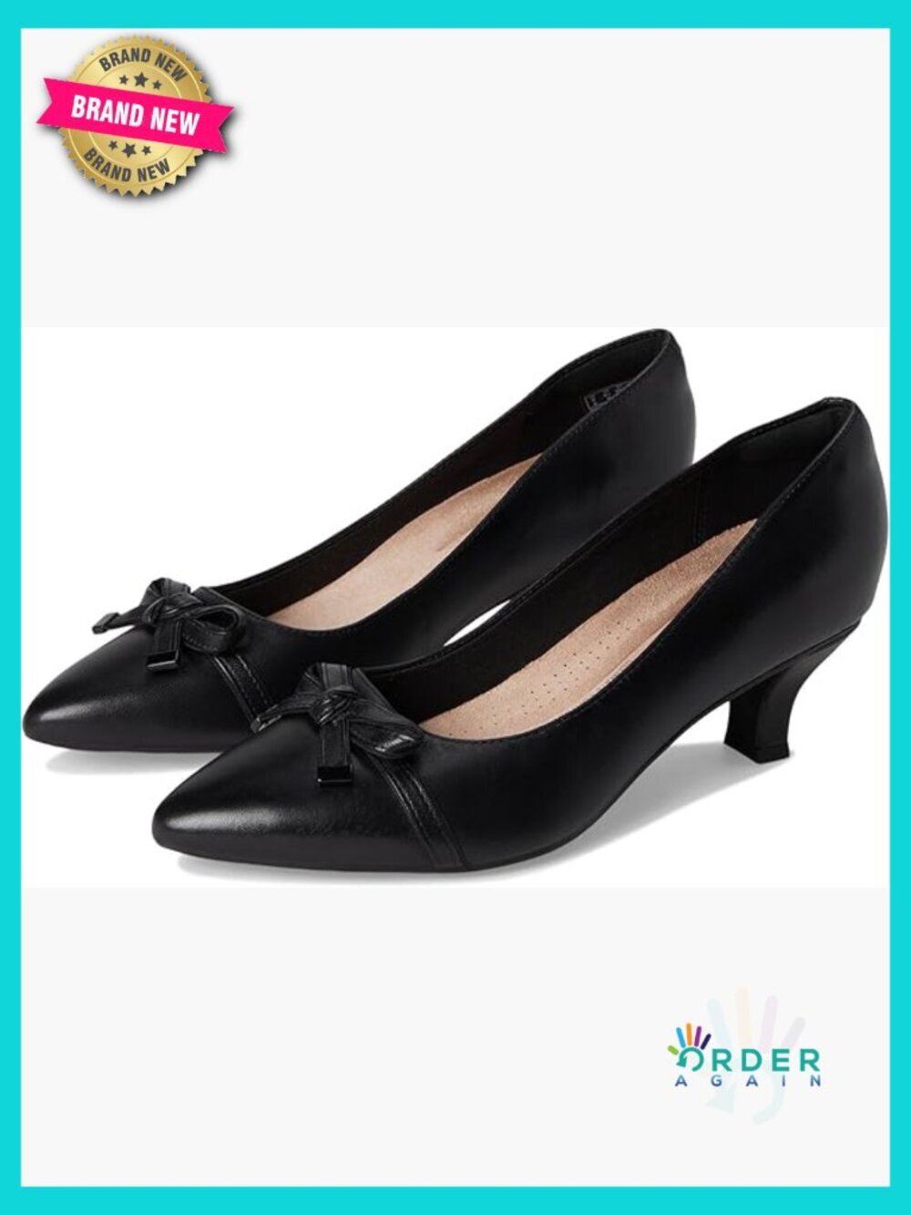 Kitten Heel Pump Leather Slip On Cushioned Comfort Work Casual Classic